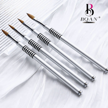 Pena gravată pentru manichiură cu mâner metalic, tijă lungă, set de 4 pensule