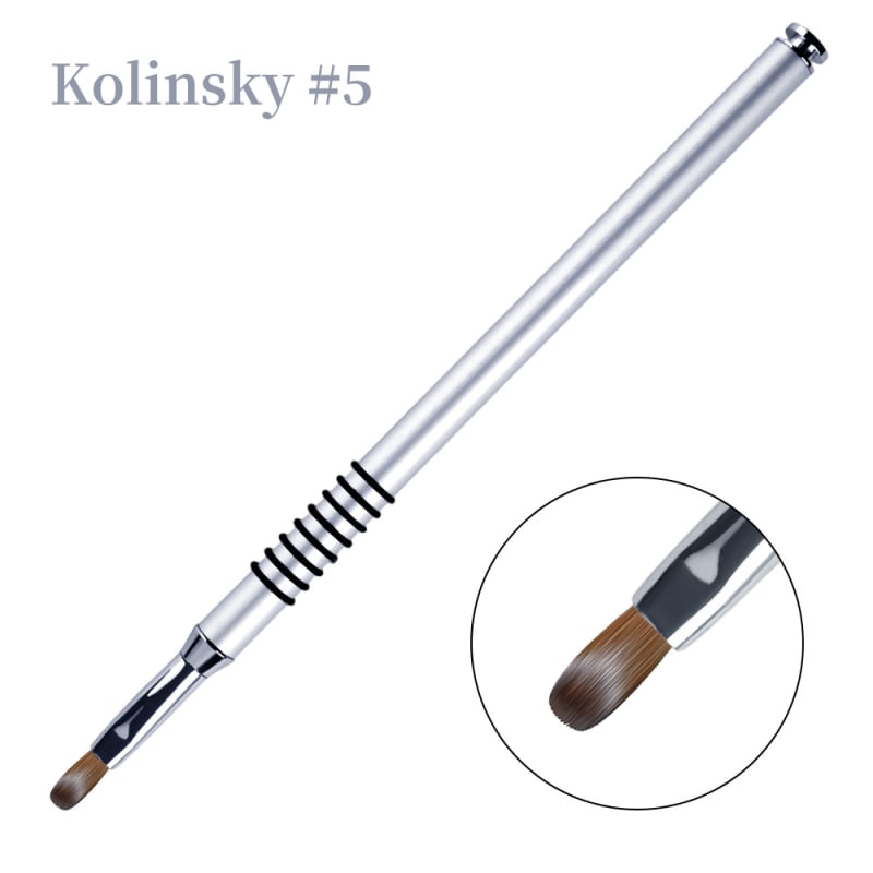 Pena gravată pentru manichiură cu mâner metalic, tijă lungă, set de 4 pensule