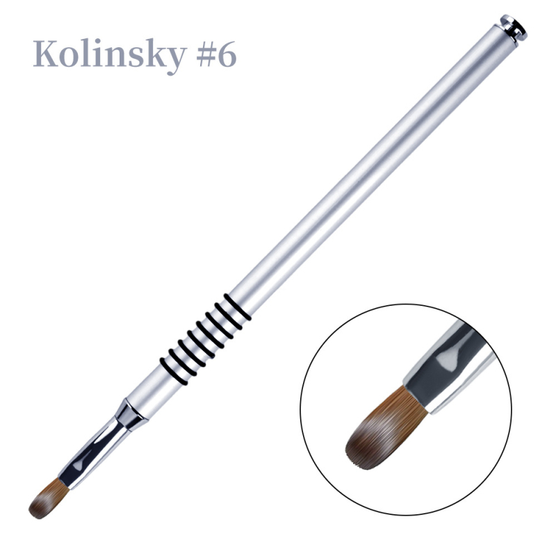 Pena gravată pentru manichiură cu mâner metalic, tijă lungă, set de 4 pensule