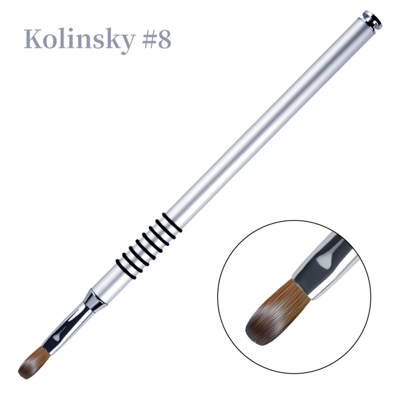 Pena gravată pentru manichiură cu mâner metalic, tijă lungă, set de 4 pensule