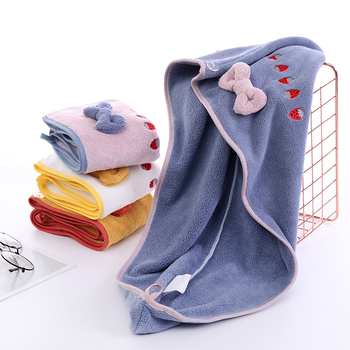 Lanie șapcă de uscare a părului din coral fleece, 150D, 80-99 g, cu funda