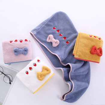 Lanie șapcă de uscare a părului din coral fleece, 150D, 80-99 g, cu funda