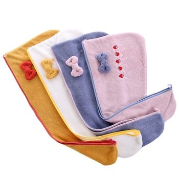 Lanie șapcă de uscare a părului din coral fleece, 150D, 80-99 g, cu funda