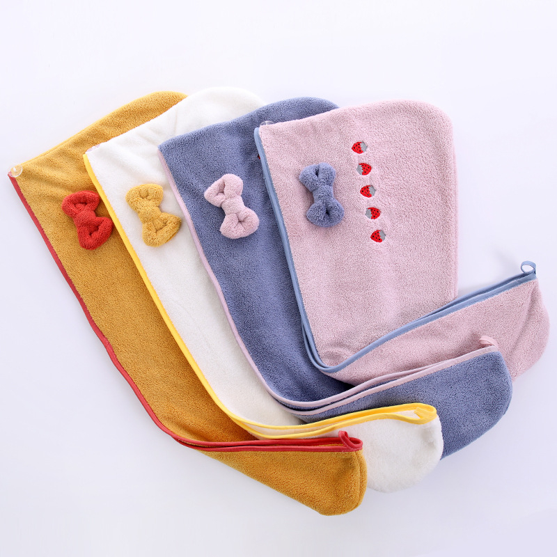 Lanie șapcă de uscare a părului din coral fleece, 150D, 80-99 g, cu funda