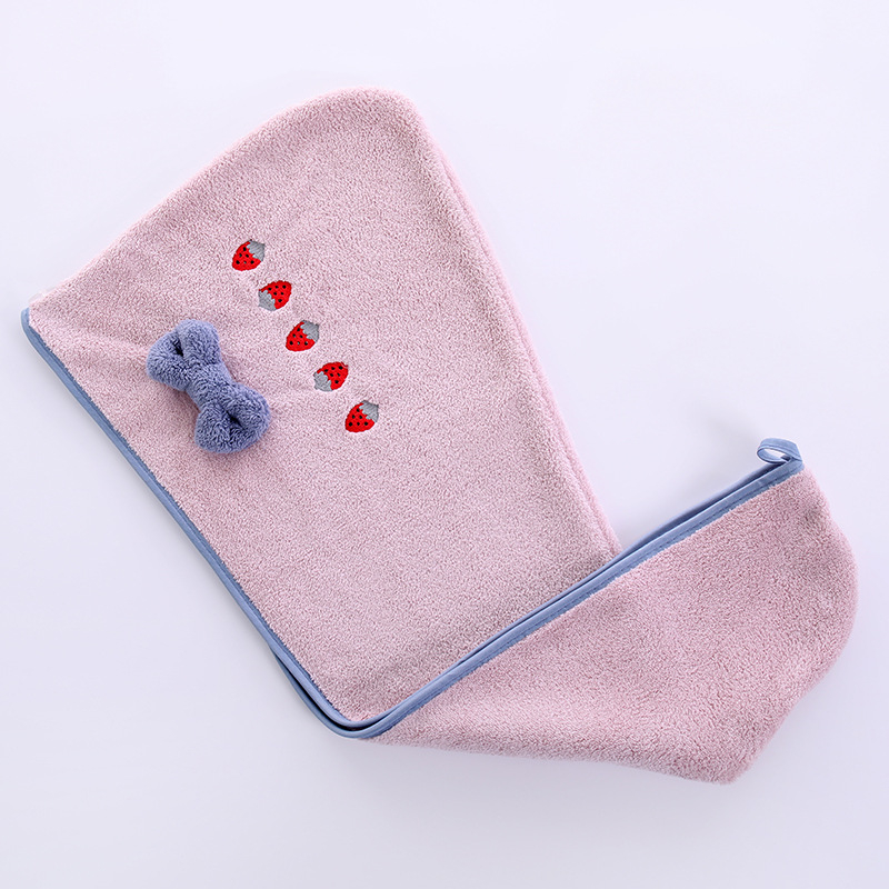 Lanie șapcă de uscare a părului din coral fleece, 150D, 80-99 g, cu funda