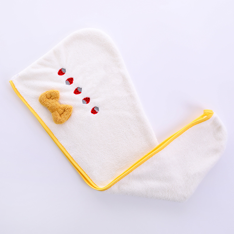 Lanie șapcă de uscare a părului din coral fleece, 150D, 80-99 g, cu funda