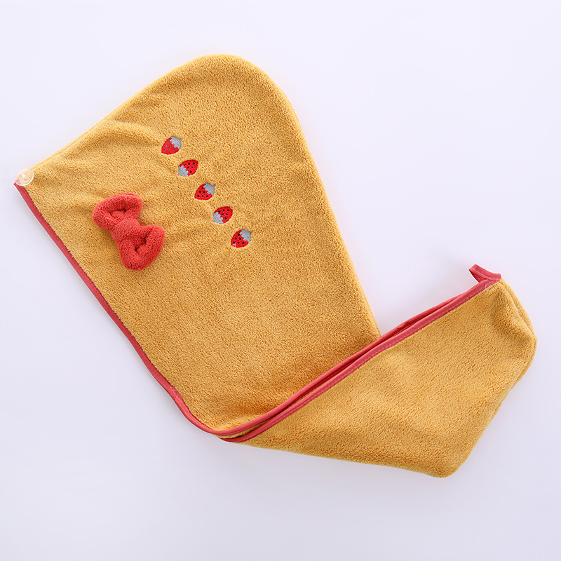 Lanie șapcă de uscare a părului din coral fleece, 150D, 80-99 g, cu funda