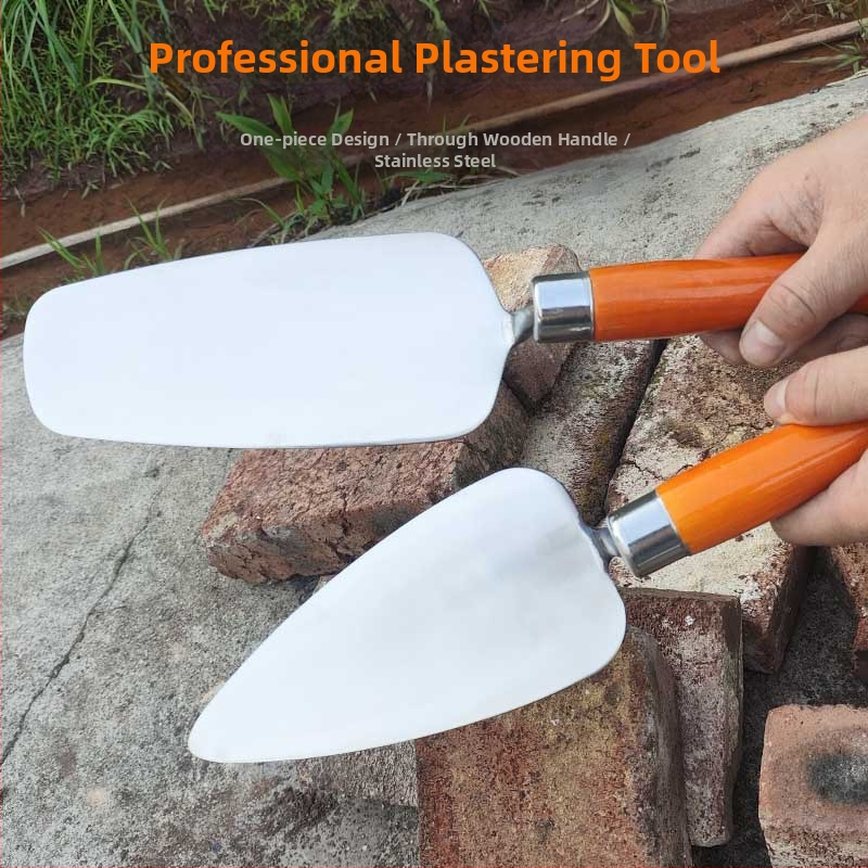 Rozsdamentes acél vakolat- és téglázó kés, modell lapos kés; alkalmas falazási és vakolási feladatokra