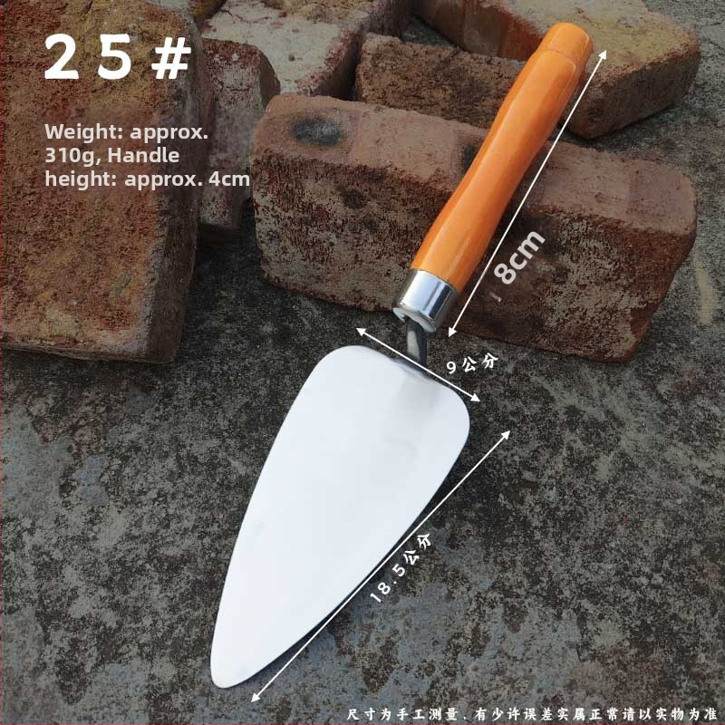 Rozsdamentes acél vakolat- és téglázó kés, modell lapos kés; alkalmas falazási és vakolási feladatokra