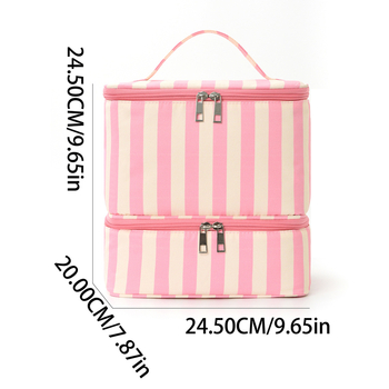Geantă cosmetică 0708 dungi groase, stil geantă de mână, multifuncțională, pentru călătorii și depozitare machiaj