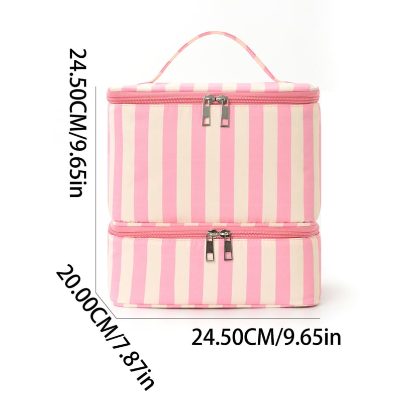 Geantă cosmetică 0708 dungi groase, stil geantă de mână, multifuncțională, pentru călătorii și depozitare machiaj