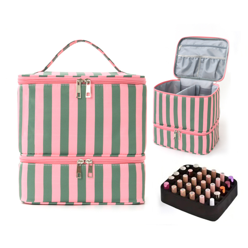 Geantă cosmetică 0708 dungi groase, stil geantă de mână, multifuncțională, pentru călătorii și depozitare machiaj
