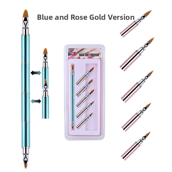 Sada štetcov na nechty: 10 kusov s vymeniteľnými hlavicami, nylonové vlákna, kovová rúčka, prenosný dizajn