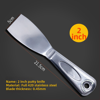 Rozsdamentes acélból készült egy darabos spatula, sík pengével, olajfoltok eltávolítására, gletteléshez és a fugák befejezéséhez padlón és falon