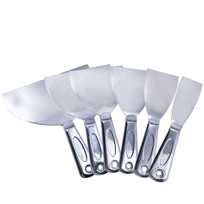 Rozsdamentes acélból készült egy darabos spatula, sík pengével, olajfoltok eltávolítására, gletteléshez és a fugák befejezéséhez padlón és falon