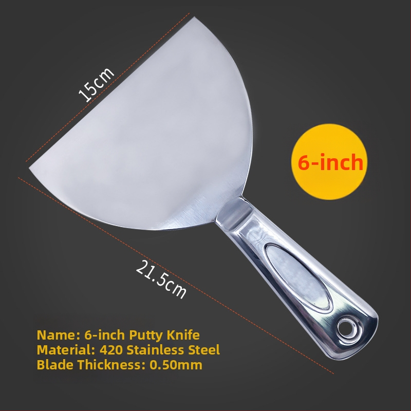 Rozsdamentes acélból készült egy darabos spatula, sík pengével, olajfoltok eltávolítására, gletteléshez és a fugák befejezéséhez padlón és falon
