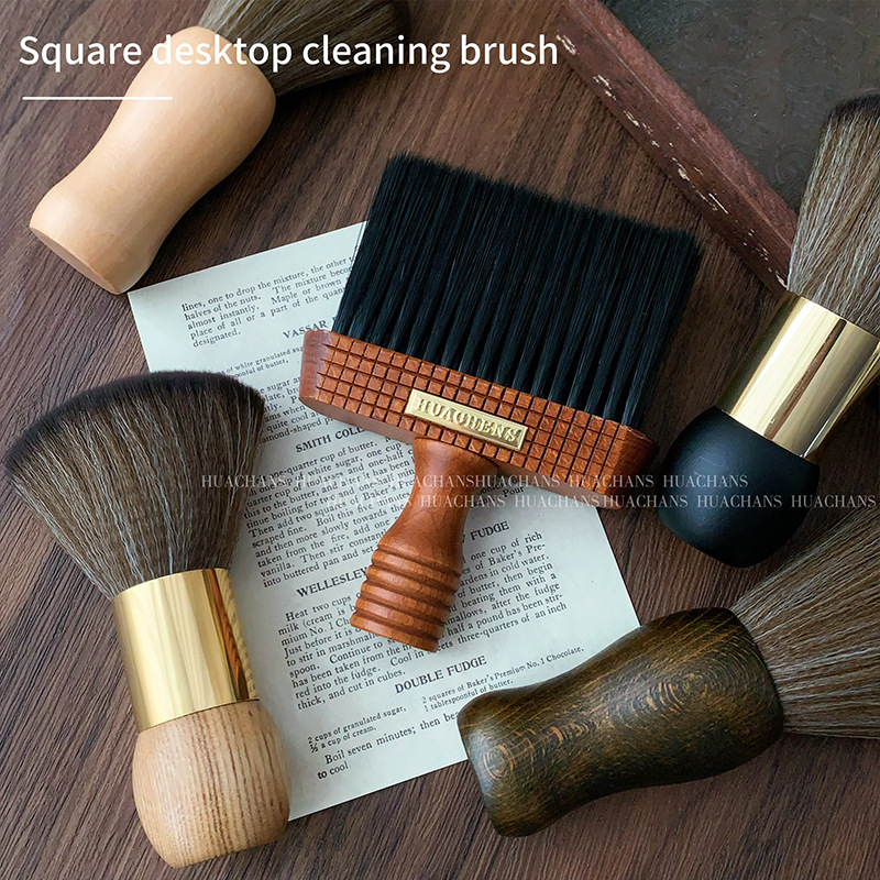 Perie de praf pentru manichiură din lemn de santal, perie pătrată de birou pentru curățare cu peri moi, instrument de îndepărtare a prafului, conținut net 120
