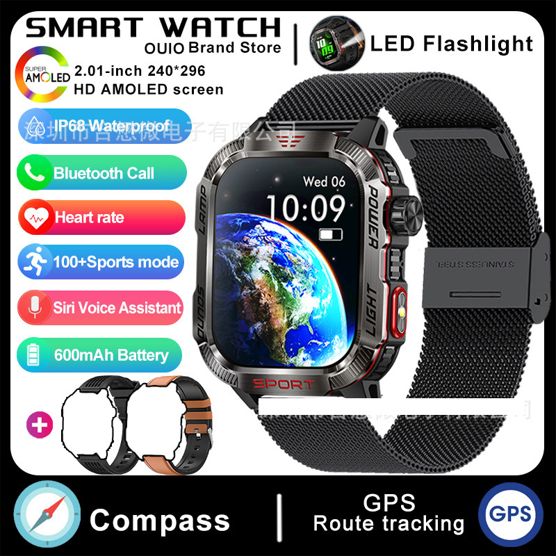 Ceas inteligent transfrontalier HT29 cu apeluri Bluetooth, robust, impermeabil, potrivit pentru sporturi în aer liber