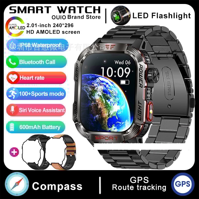 Ceas inteligent transfrontalier HT29 cu apeluri Bluetooth, robust, impermeabil, potrivit pentru sporturi în aer liber