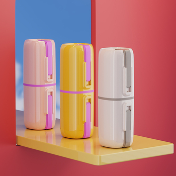 Suport pentru periuțe de dinți, din plastic, 4 compartimente, montaj fără găuri, imprimare logo disponibil