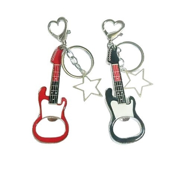 Deschizător de sticle în formă de chitară, pandantiv breloc pentru geantă — aliaj de zinc, prelucrare cu adeziv, model chitară, accesorii de bagaj, primăvara 2025