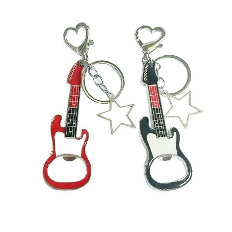 Deschizător de sticle în formă de chitară, pandantiv breloc pentru geantă — aliaj de zinc, prelucrare cu adeziv, model chitară, accesorii de bagaj, primăvara 2025