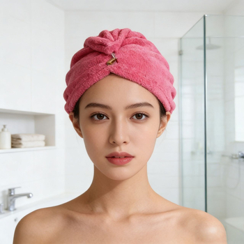 Kapica za sušenje kose od koralnog pliša, superapsorbirajuća i brzo suši, 100–119 g, šiveno - The Joyful Show