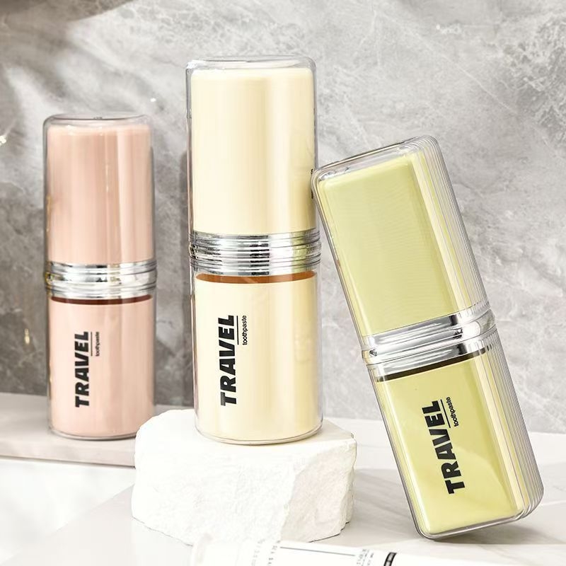 Putni držač četkica za zube s zatvorenim čašom za ispiranje i spremištem za pastu i četkicu, prijenosno, PP+PET