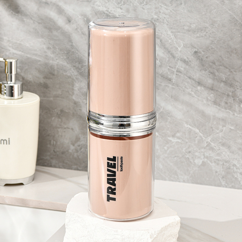 Putni držač četkica za zube s zatvorenim čašom za ispiranje i spremištem za pastu i četkicu, prijenosno, PP+PET