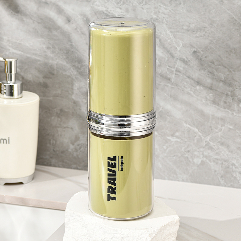 Putni držač četkica za zube s zatvorenim čašom za ispiranje i spremištem za pastu i četkicu, prijenosno, PP+PET