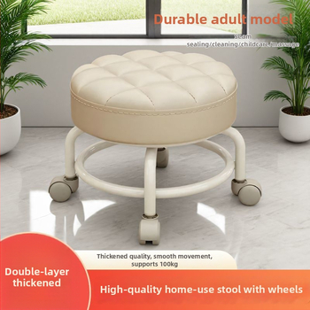 Skladovacia stolička s kolieskami, okrúhla, z plastu, pohyblivá, nosnosť 100 kg, objem 18 l