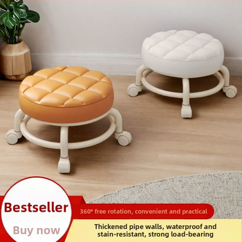 Skladovacia stolička s kolieskami, okrúhla, z plastu, pohyblivá, nosnosť 100 kg, objem 18 l