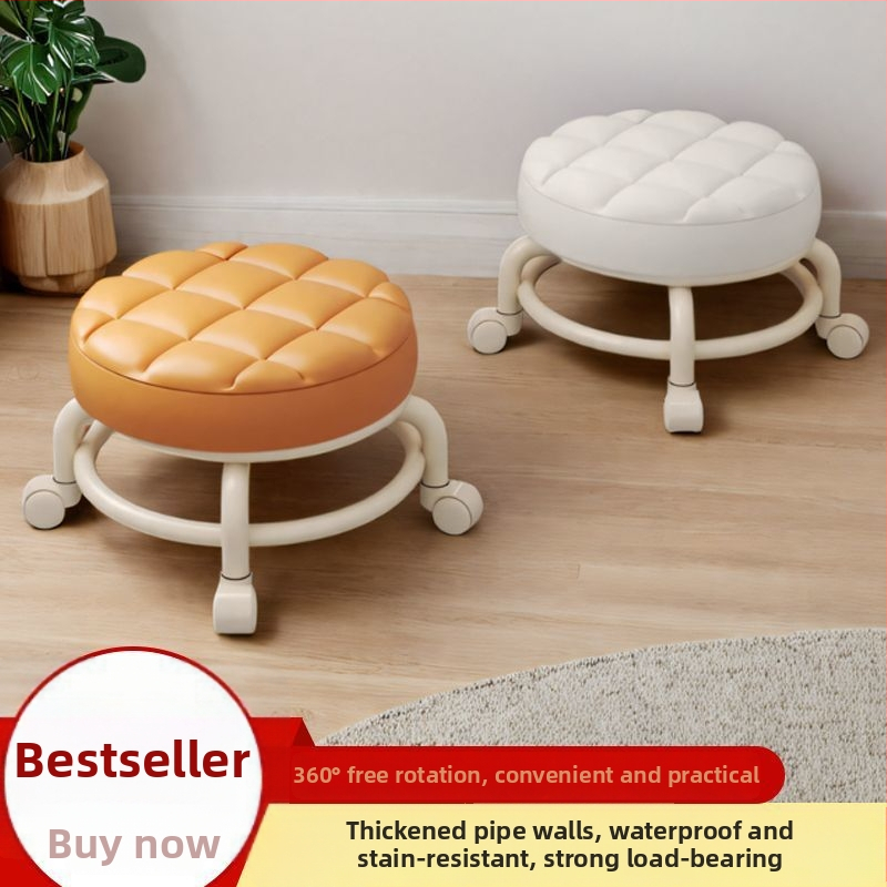 Skladovacia stolička s kolieskami, okrúhla, z plastu, pohyblivá, nosnosť 100 kg, objem 18 l