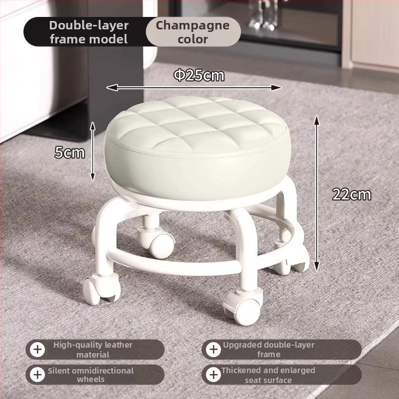 Skladovacia stolička s kolieskami, okrúhla, z plastu, pohyblivá, nosnosť 100 kg, objem 18 l