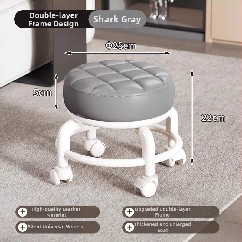 Skladovacia stolička s kolieskami, okrúhla, z plastu, pohyblivá, nosnosť 100 kg, objem 18 l