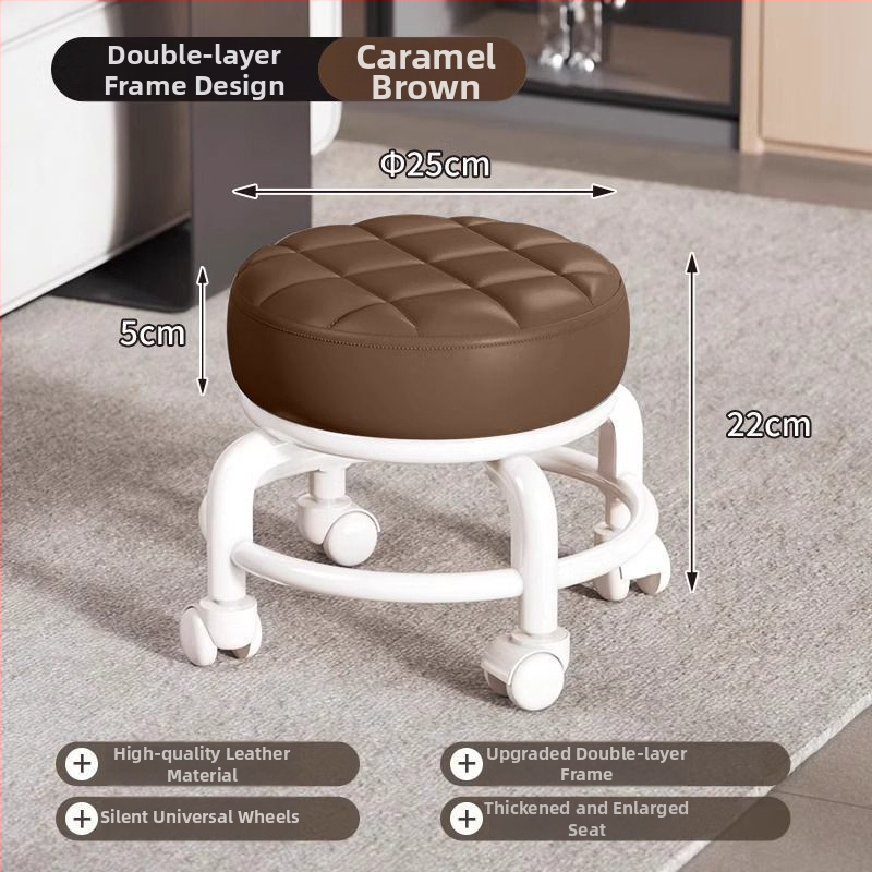 Skladovacia stolička s kolieskami, okrúhla, z plastu, pohyblivá, nosnosť 100 kg, objem 18 l