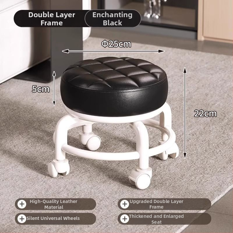 Skladovacia stolička s kolieskami, okrúhla, z plastu, pohyblivá, nosnosť 100 kg, objem 18 l