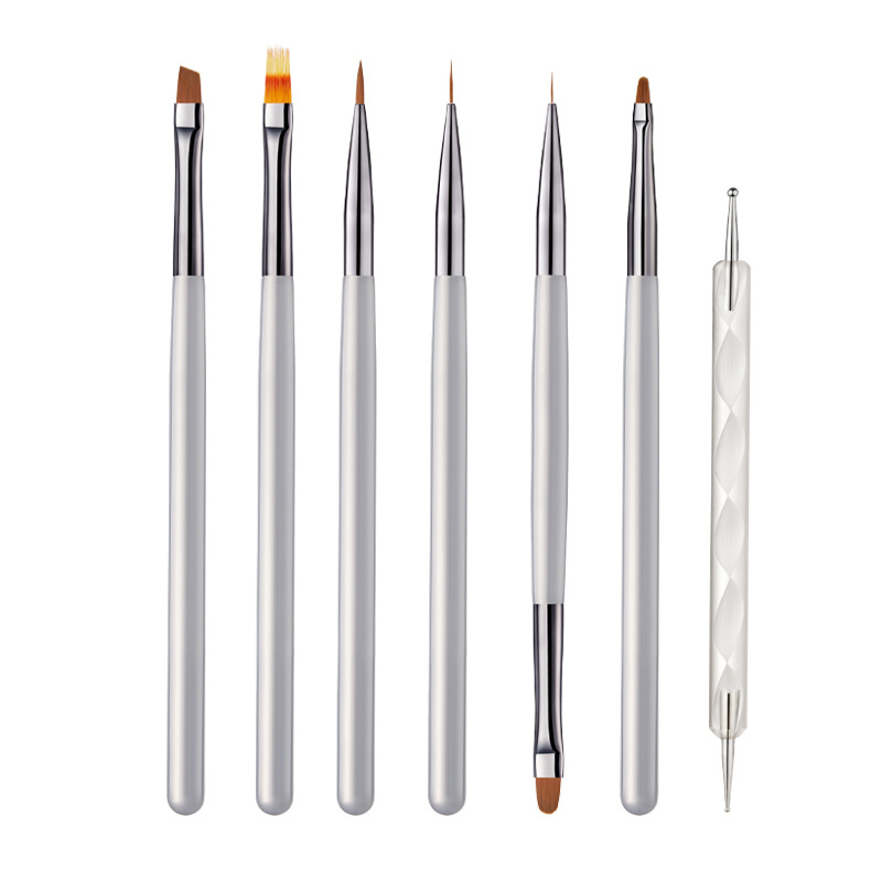 Set četkica za nokte — 7 kom, plastične dugačke ručke (Bodybuilding Research)