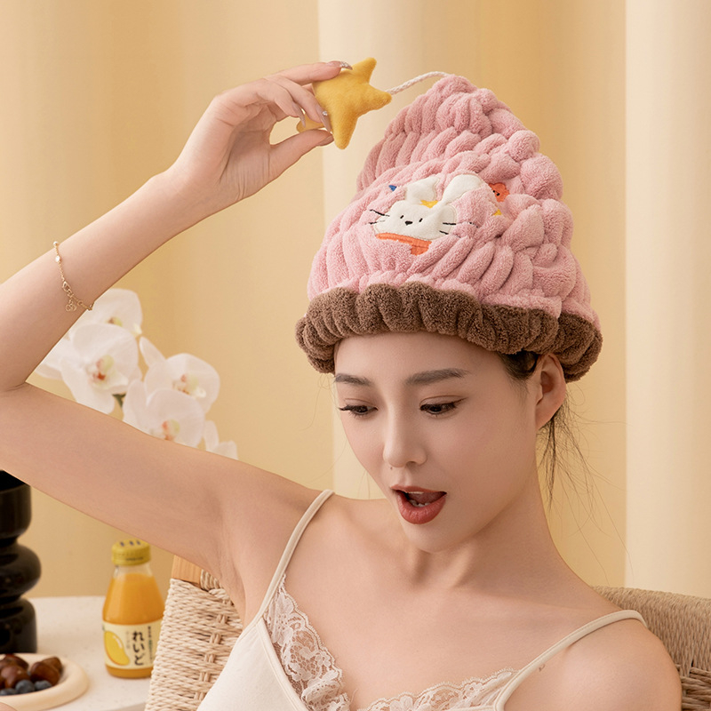 Kapa za sušenje kose Tianshang, koralni flis, izšivena, 50–79 g, 32 komada