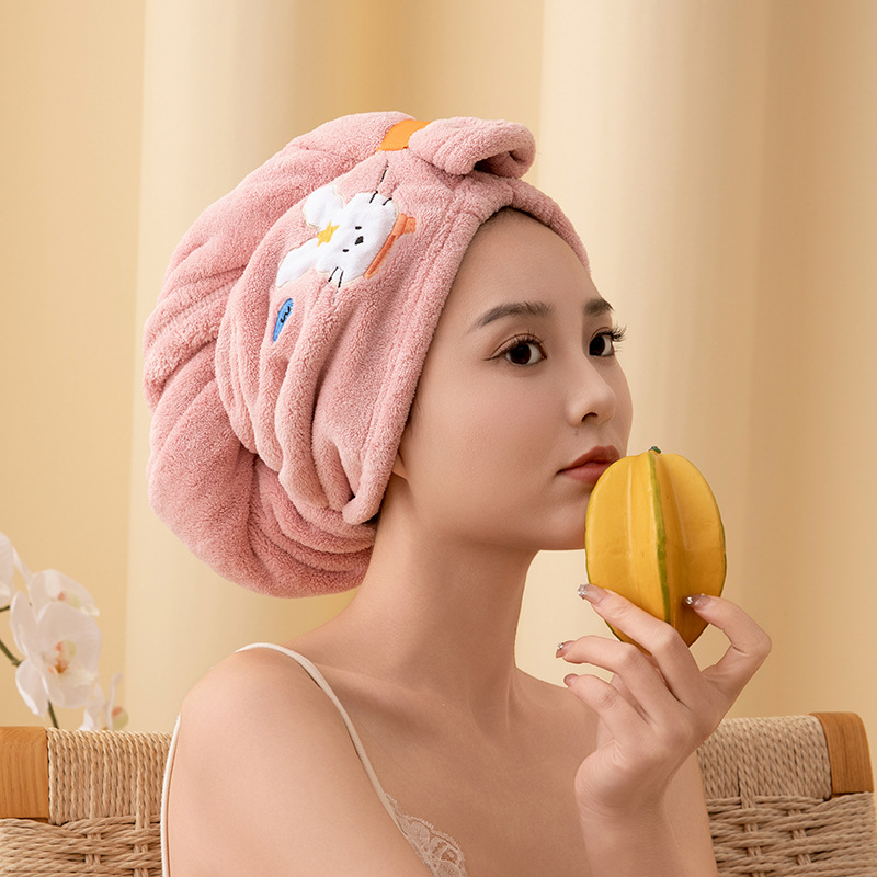 Kapa za sušenje kose Tianshang, koralni flis, izšivena, 50–79 g, 32 komada