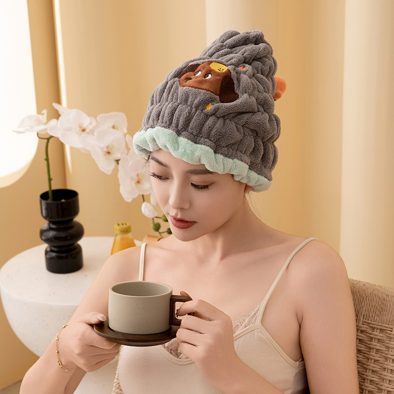 Kapa za sušenje kose Tianshang, koralni flis, izšivena, 50–79 g, 32 komada