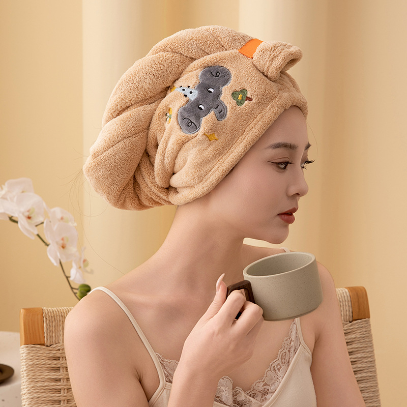 Kapa za sušenje kose Tianshang, koralni flis, izšivena, 50–79 g, 32 komada