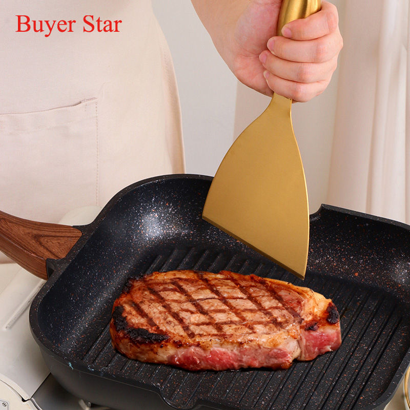 Unealtă de bucătărie din oțel inoxidabil cu spatulă și racletă pentru carne și clătite, racletă pentru grăsime, curățător de fum, îndepărtare a gheții