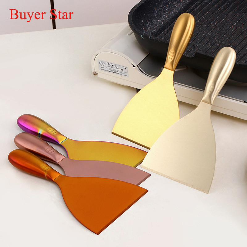 Unealtă de bucătărie din oțel inoxidabil cu spatulă și racletă pentru carne și clătite, racletă pentru grăsime, curățător de fum, îndepărtare a gheții