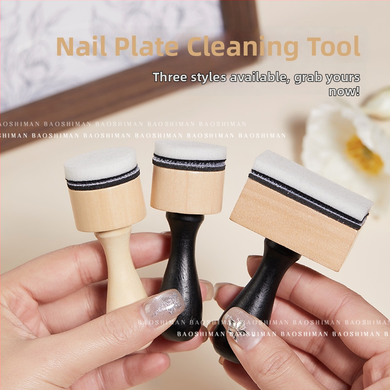 Instrument de curățare a ștampilei pentru artă unghii cu burete și perie, material zirconiu, 11 buc., Baoshiman