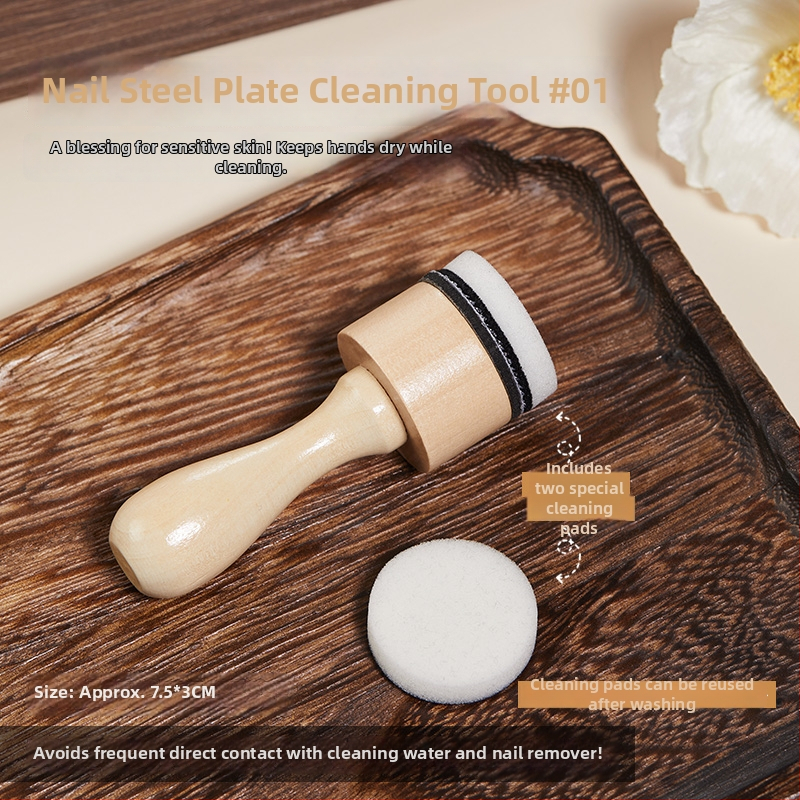 Instrument de curățare a ștampilei pentru artă unghii cu burete și perie, material zirconiu, 11 buc., Baoshiman