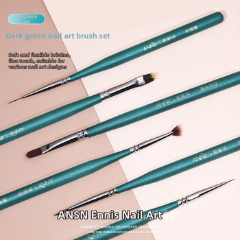 Nylon sörtés körömök ecsetek készlet, 6 darab, hordozhatófa nyéllel, gradient és vonalas mintázáshoz gel körmökön