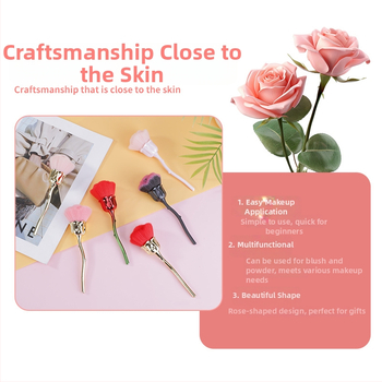 Makeup štetec na púder s nylonovými a syntetickými štetinami, dlhá rukoväť z ABS elektroplatingu, jednorazové balenie