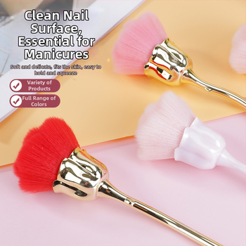 Makeup štetec na púder s nylonovými a syntetickými štetinami, dlhá rukoväť z ABS elektroplatingu, jednorazové balenie