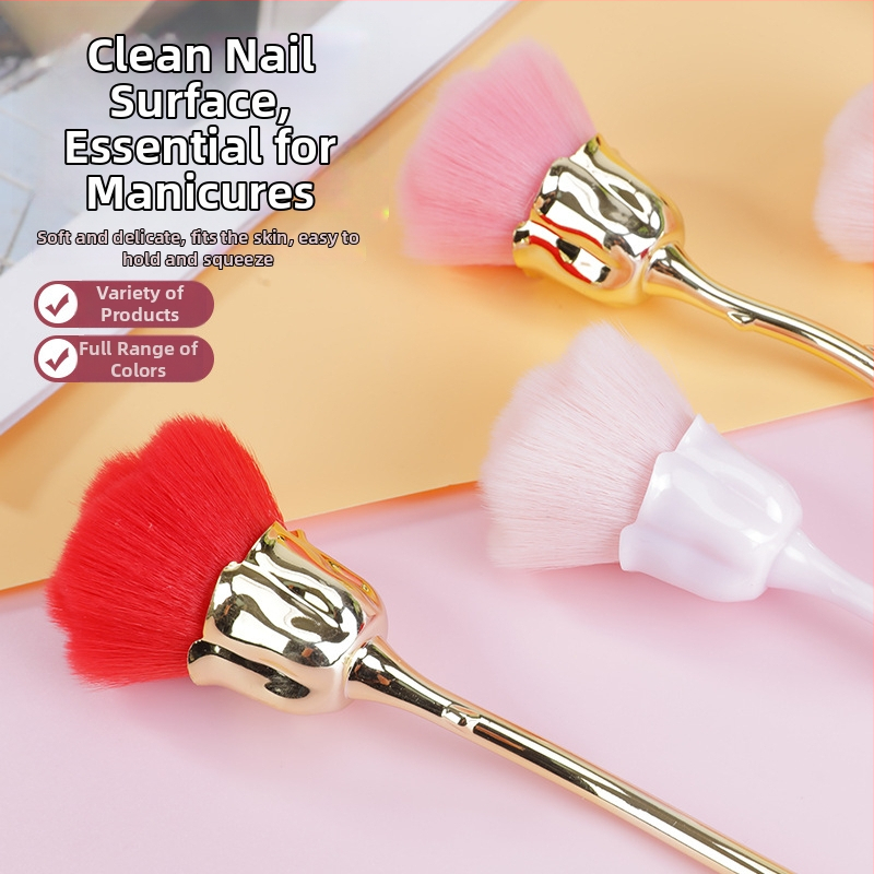 Makeup štetec na púder s nylonovými a syntetickými štetinami, dlhá rukoväť z ABS elektroplatingu, jednorazové balenie